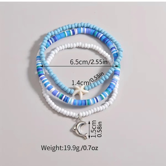 3 piece ocean style beaded bracelet set - Picture 3 of 3